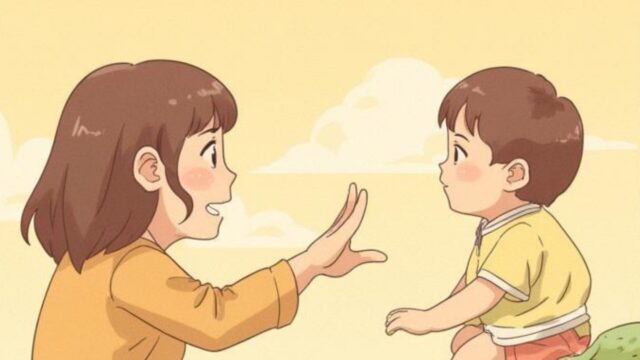 親が子供に注意を促している様子