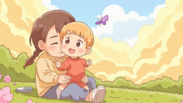 親子が会話をしている様子