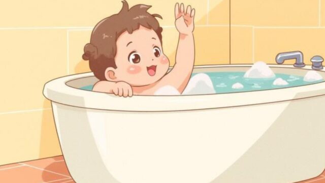 子供がお風呂に入っている様子