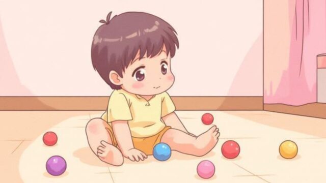 子供がボールで遊んでいる様子
