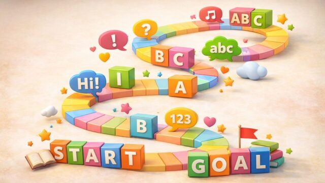 子どもが言葉を覚えながら成長していくイメージ