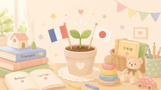 フランス語の成長を楽しみにしているイラスト