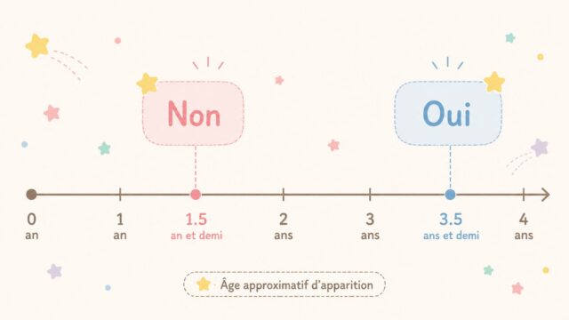 フランス語OuiとNonの習得タイムラインを示すイラスト