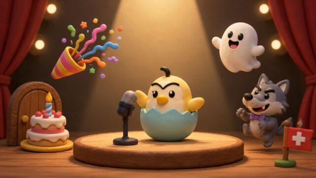 アンリ・デスの子供向け音楽を楽しむバイリンガル育児イラスト